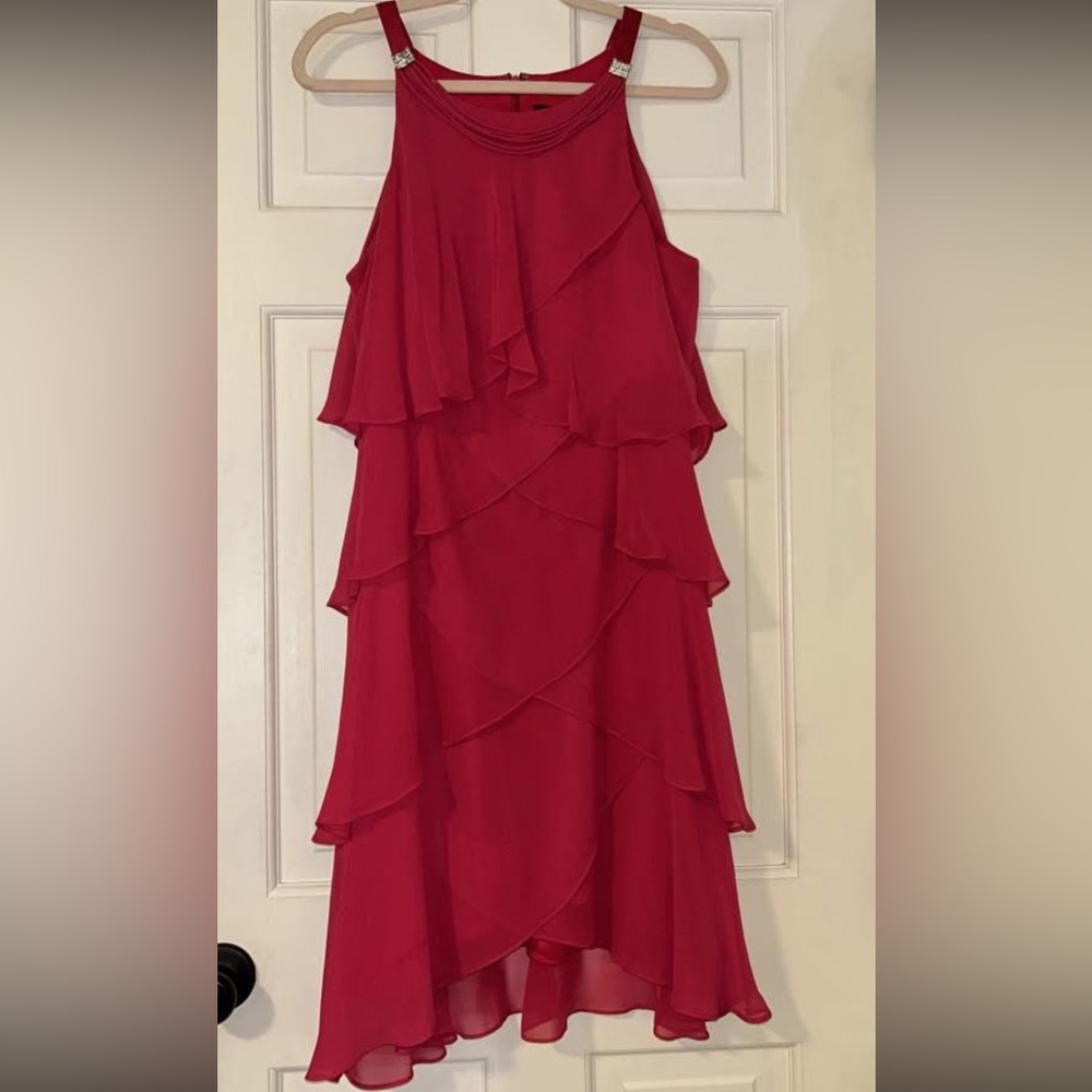 Elegant Hot Pink Layered Dress